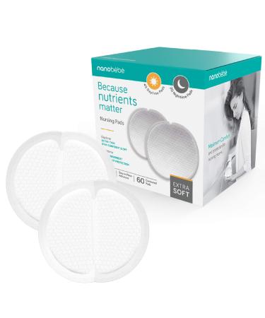 Nanobb Disposable Nursing Pads  40 Days and 20 Nights Ultra Thin & Extra Absorbent Vented Leak Proof Nursing Essentials, Individually Wrapped (60 Count) 60 Count (Pack of 1)