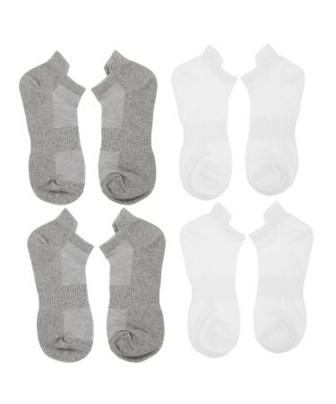 FRCOLOR 4 Pairs Combed Cotton Socks Low-cut Liners Socks Running Cotton Socks Unisex Socks Unisex Stockings Sports Breathable Stockings Running Socks Low-cut Liner Socks Unisex Ankle Socks White Grey 21x5x0.3cm