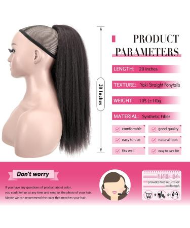 Allyreetress Natural Black Yaki Drawstring Ponytail Extension for Black Women Kinky Staight Up Down Ponytails Synthetic Hair Extensions 20 Inches Clip in (2#) 20 inches #2 - Buy Online on SooperMarket.com