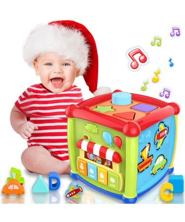 Gzolxkwin baby toys 1 year 6-in-1 educational toy activity cubes motor cubes children toys 1 year 12 18+ months form sorting sorting music toy gift for 1 2 year young girls