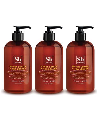 Soapbox Liquid Hand Soap, Meyer Lemon & Tea Leaves - Gentle, Moisturizing Hand Cleanser, Vegan, Cruelty Free Hand Soap for Bathroom and Kitchen, 12oz Pump Bottles (Pack of 3) Meyer Lemon & Tea Leaves 12 Fl Oz (Pack of 3)