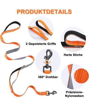 Demigreat 1.5m/3m/5m Dog Drag Line - Robust Long Leash with Padded Handle for Small to Large Dogs | Training Leash in Orange - Buy Online on SooperMarket.com