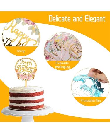 AIBAOBAO 6 Pack Happy Birthday Cake Topper Flowers Cake Toppers Multi-Patterned Acrylic Personalised Cupcake Toppers for Various Birthday Party Girls Kids Baby Wedding Mother Decorations Supplies - Buy Online on SooperMarket.com