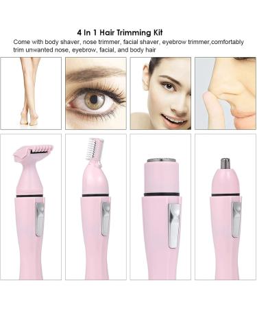 TEMKIN Pink 4-in-1 Nose Hair Trimmer - Portable Electric Ear Nose Beard & Eyebrow Hair Trimming Kit | International Shipping Available - Buy Online on SooperMarket.com