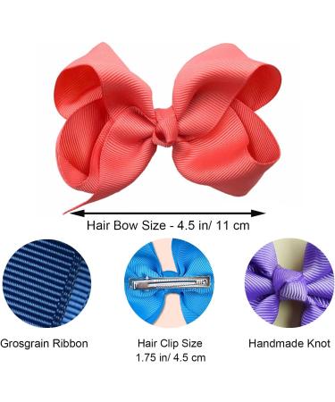 JOYOYO 40 Pcs Handmade Grosgrain Ribbon Hair Bows for Toddler Girls - 4.5 Inch Hair Clips in Multicolor Pairs - 40 Count Pack - Buy Online on SooperMarket.com