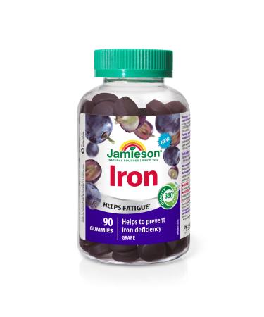 Jamieson Iron Gummies Grape Flavour 90 Count Helps to Prevent Iron Deficiency SUPPLEMENT