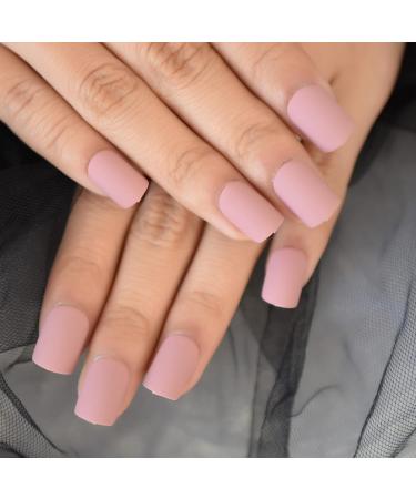 Dried Rose Matte Short Square Acrylic False Nails - 24pcs Set | International Shipping - Buy Online on SooperMarket.com