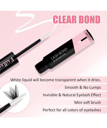 Cluster Lash Glue for Eyelash Extensions - 2 in 1 Waterproof Lash Bond | Strong Hold 72 Hour Wear (10ml Black + Clear - Buy Online on SooperMarket.com