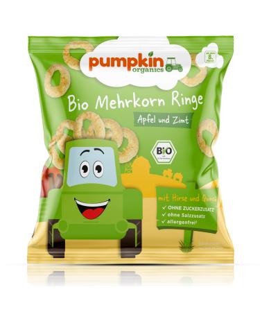 Pumpkin Organics Multigrain Rings - with Apple & Cinnamon 20g (Pack of 12)