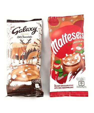 Galaxy and Maltesers Instant Hot Chocolate Sachets with Mini Marshmallows - Christmas Hot Choc Sticks with Mallows