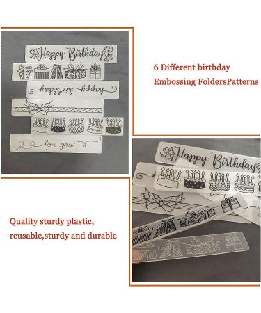 6Pcs Birthday Plastic Embossing Folders - DIY Craft Gift Templates for Happy Birthday, Love You, Cake Mold - Perfect for Paper Card Making, Scrapbooking, and Craft Decoration - Buy Online on SooperMarket.com