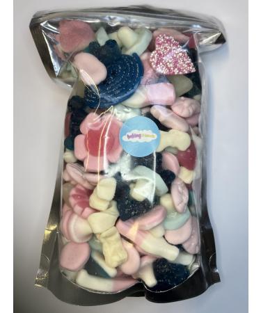 Blue & Pink Retro Sweets Gift Bag Assorted Sweet Pick N Mix Candy Pouch 600g Great Birthday Gift Baby Shower