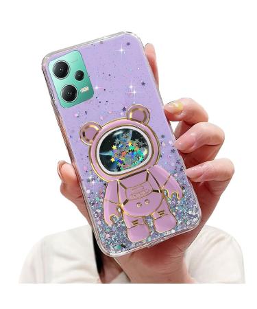 Tivenfezk Nadoli for Xiaomi Redmi Note 12 Pro 5G Treibsand B r Astronaut Hidden Stand Shell cartoon glitter astronaut stand soft silicone bling cell phone case.