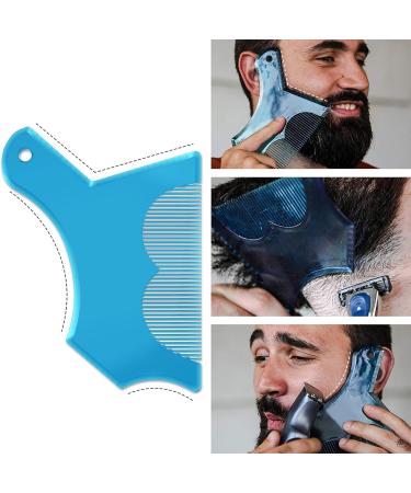 Beard Shaping Tool with Comb - Men's Beard Guide Shaper and Trimmer Template in Clear Blue - Symmetric Curve Outliner Stencil for Jaw, Cheek, and Neck Lineup - Buy Online on SooperMarket.com