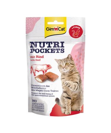 Gimcat Nutri Pockets with beef - crispy cat snack with creamy filling and functional ingredients - 1 bag (1 x 60 g) 60 g (1 Pack) beef