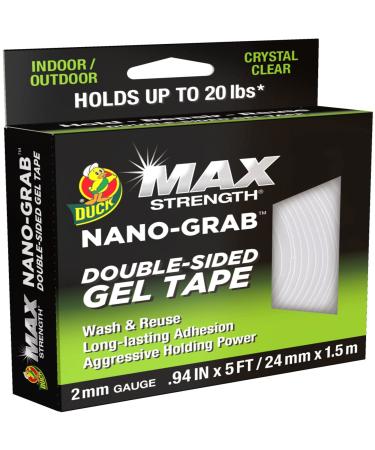 Duck Max Strength Nano-Grab Double-Sided Gel Nano Tape  0.94 x 5 Feet  Clear  1 Pack ( 287264) 1 5' Strip