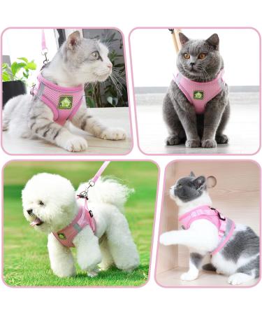 Cat Harness and Lead Set Adjustable Reflective Stripe Cat Kitten Walking Vest with Leash Cat Collar Escape Proof Soft Mesh Vest Harness and Lead for Small Medium Cats Pets Walking S Pink - Buy Online on SooperMarket.com