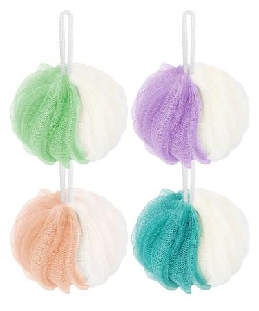 Aquior Shower Puff Loofahs 60g/PCS Extra Large Mesh Pouf Easy Foaming Body Scrubber Exfoliator for Big Full Lather Cleanse(4 Pack) Style04