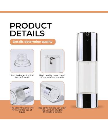 Longway Silver Airless Cosmetic Cream Pump Bottle Travel Size 1oz/30ml (Pack of 6) - Refillable Containers - Buy Online on SooperMarket.com