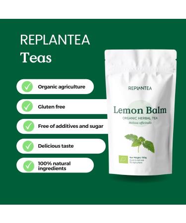 Lemon Balm Tea Organic 100g (50 Cups) | Organic Lemon Balm Leaves Clean and Dried REPLANTEA - Buy Online on SooperMarket.com