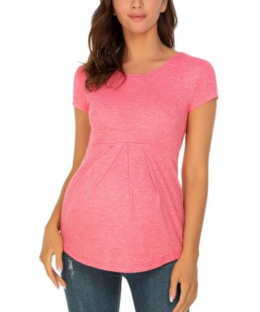 Love2Mi Nursing Shirt Women's Maternity Stop Maternity Maternity Nursing Maternity Top Layered Design Wrap Layer S-pink S