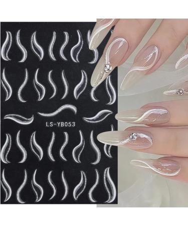 Gold Stripe French Nail Art Stickers - 9 Sheets 3D Self Adhesive Decals for DIY Manicure - Buy Online on SooperMarket.com