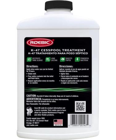 Roebic K-47-Q Cesspool Treatment Prevents Clogging and Buildup Exclusive Biodegradable Bacteria Digests Paper and Destroys Sludge 32 Ounces - Buy Online on SooperMarket.com