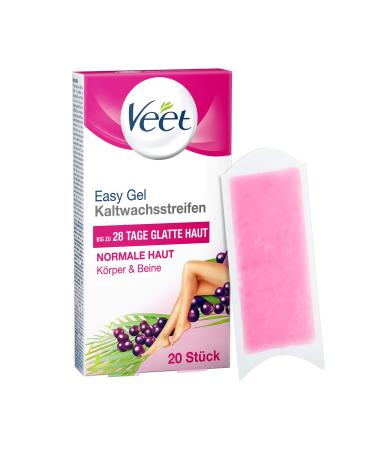 Veet cold wax strips with Easy-Gelwax technology 20 pieces (1 pack)