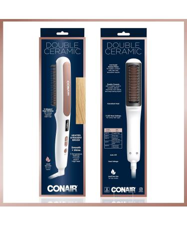 Conair Double Ceramic Straightening Brush - Heated Hair Brush for Smooth Shiny Hair | V-Shaped Bristles | International Shipping Available - Buy Online on SooperMarket.com