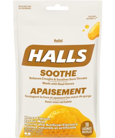 HALLS Triple Soothing Action Cough Drops Honey Lemon 1 Resealable Bag (80 Drops Total) & Menthol Honey Bag 30 Lozenges - Buy Online on SooperMarket.com