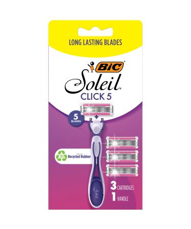 BIC Soleil Click 5 Women's 5-Blade Disposable Razor, 1 Handle and 3 Cartridges