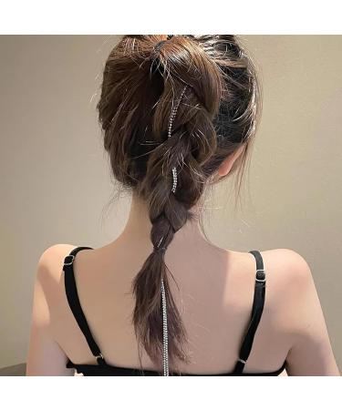 DHWEKU Hair Chain with Rhinestones Rhinestone Tassels Hair Clip Hair Chain with Crystal Tassel Hair Accessories for Girls and Women 4 Pieces - Buy Online on SooperMarket.com