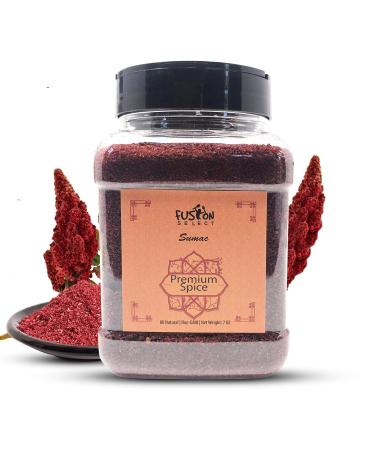 100% Pure Sumac, 100% Natural Sumac Powder | No Salt | Non-GMO | Middle Eastern Spices | 7 oz | 198.4 Gram | Double Lids Jar
