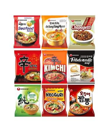 CNMART Nongshim Instant Noodle Soup Ramyun Ramen Assorted 5 Different Flavours (Pack of 20)