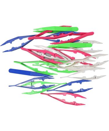 Craft Tweezers 20 Pack - Durable Safe Plastic Tweezers for Kids & Adults | Ideal for Hobbies & Manual Training - International Shipping Available - Buy Online on SooperMarket.com