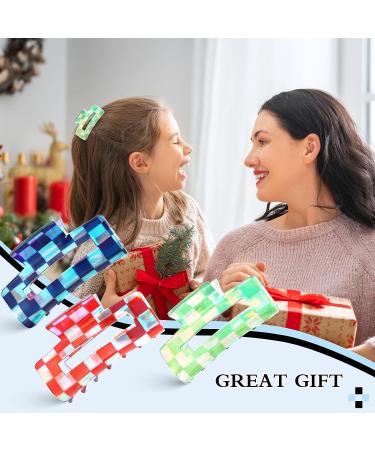 Whaline 6Pcs Colorful Checkered Hair Claw Clips - Y2K Rectangle Plaids Hair Jaw Clamp for Women and Girls - Non-Slip PVC Styling Accessories - Buy Online on SooperMarket.com