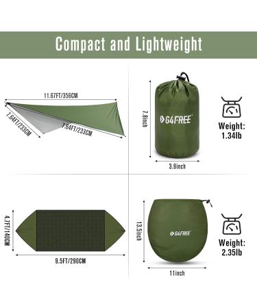 G4Free Large Camping Hammock with Mosquito Net and Rain Fly - 2 Person Portable Hammock with Bug Net and Tent Tarp for Outdoor Hiking and Backpacking - Buy Online on SooperMarket.com