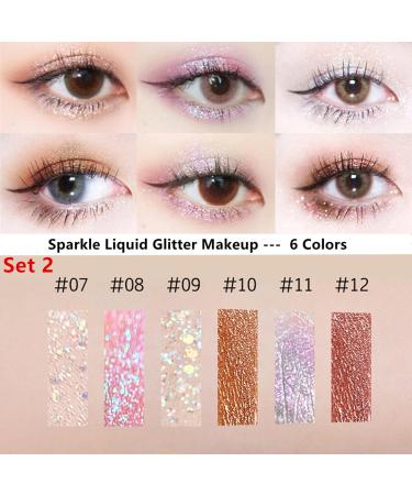 Go Ho 6 Colors Glitter Eyeshadow Makeup - Long-Wearing Liquid Glitter Eyeliner & Diamond Shine Eye Stick - Highly Pigmented Shimmer for Women - International Shipping Available - Buy Online on SooperMarket.com