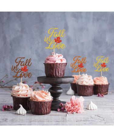 Moitkptt 24PCS Fall in Love Cake Topper Fall Theme Party Decorations Bridal Shower Cupcake Picks Engagement Cake Decorations Wedding Anniversary Bridal Shower Party Decorations (mixed A) - Buy Online on SooperMarket.com