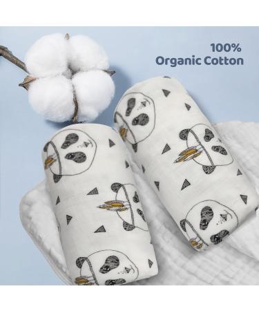 Miracle Baby Muslin Swaddle Blanket for Boys and Girls - Panda Design - 110x150cm - Buy Online on SooperMarket.com