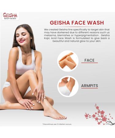 Geisha Kojic Acid Face Wash - 4.4 Fl oz / 118ml 0 Dark Spot Uneven Skin Tone Hyperpigmentation with Shea Butter and Coconut Oil - Buy Online on SooperMarket.com