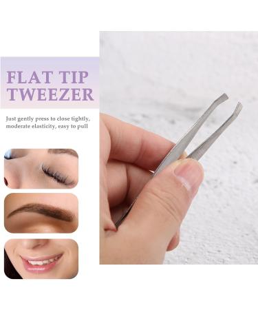 Yuuinnter Silver Tone Slanted Flat Tip Metal Hair Eyebrow Tweezer Cosmetic Tool for Lady - Buy Online on SooperMarket.com
