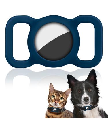 Ainiv Pet Protective Case for Apple Airtag GPS Finder Silicone Airtag Dog Cat Collar Holder Pet Loop Holder Safety and Anti-lost Air Tag Tracker Case for Apple Locator Tracker Blue