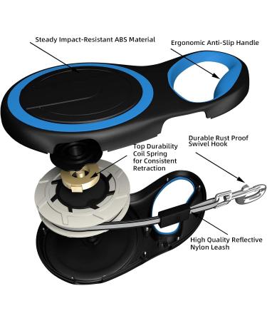 Extendable Dog Lead Tangle-Free Retractable Dog Lead with Anti-Slip Handle 3m 5m 8m Long Anti Theft Dog Leads Strong Nylon Tape Suitable for Small Medium Large Dogs Blue Blue 8 m (Pack of 1) - Buy Online on SooperMarket.com