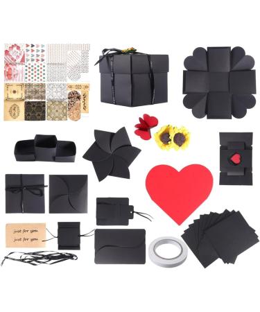 Wanateber Explosion Box DIY Gift - Love Memory Scrapbook Photo Box for Birthday Anniversary Wedding or Valentine's Day Surprise - Black - Buy Online on SooperMarket.com