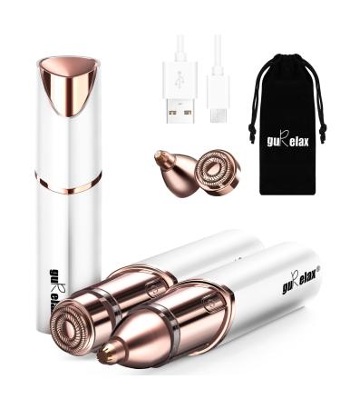 guRelax Facial Hair Remover(NEW) Facial Hair Removal for Women 2-in-1 Hair Removal Device Hair Remover for Face Woman Face Shaver/Trimmer with 2 Replacement Heads White(gen 3 Pro)