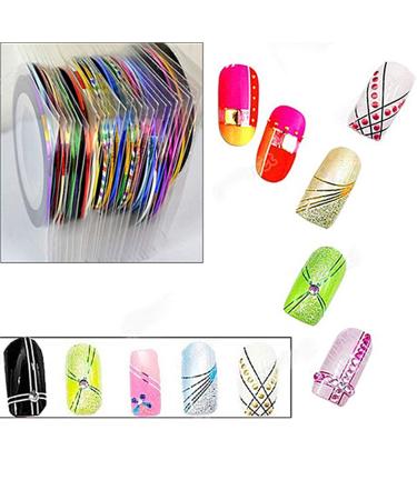 10 Color Mixed Nail Art Striping Tape Line Sticker Set - UV Gel Tips Decal DIY Nail Decorations - Buy Online on SooperMarket.com