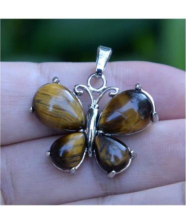 Crystal Rough Natural Quartz 1pc Butterfly Formed Pendant Amethyst Natural Crystals Tiger Eye geman Opal Stone for Women Gift Necklace Jewelry (Size : Tiger Eye) - Buy Online on SooperMarket.com