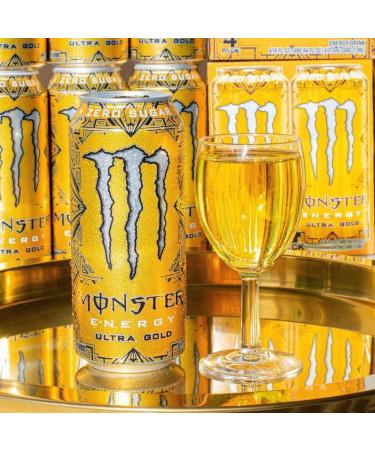 Monster Energy Ultra Gold Carbonated Energy Drink | L-Carnitine + Taurine + Zero Sugar 16.91 fl oz / 500 ml 12 Pack - Buy Online on SooperMarket.com