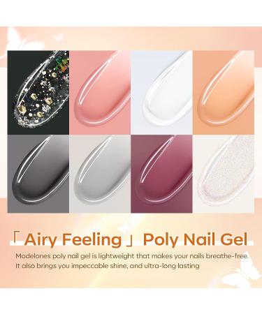 Modelones Poly Nail Gel Kit 8 Colors with 48W LED Nail Lamp - Professional Manicure Kit for Valentine's Day - Buy Online on SooperMarket.com